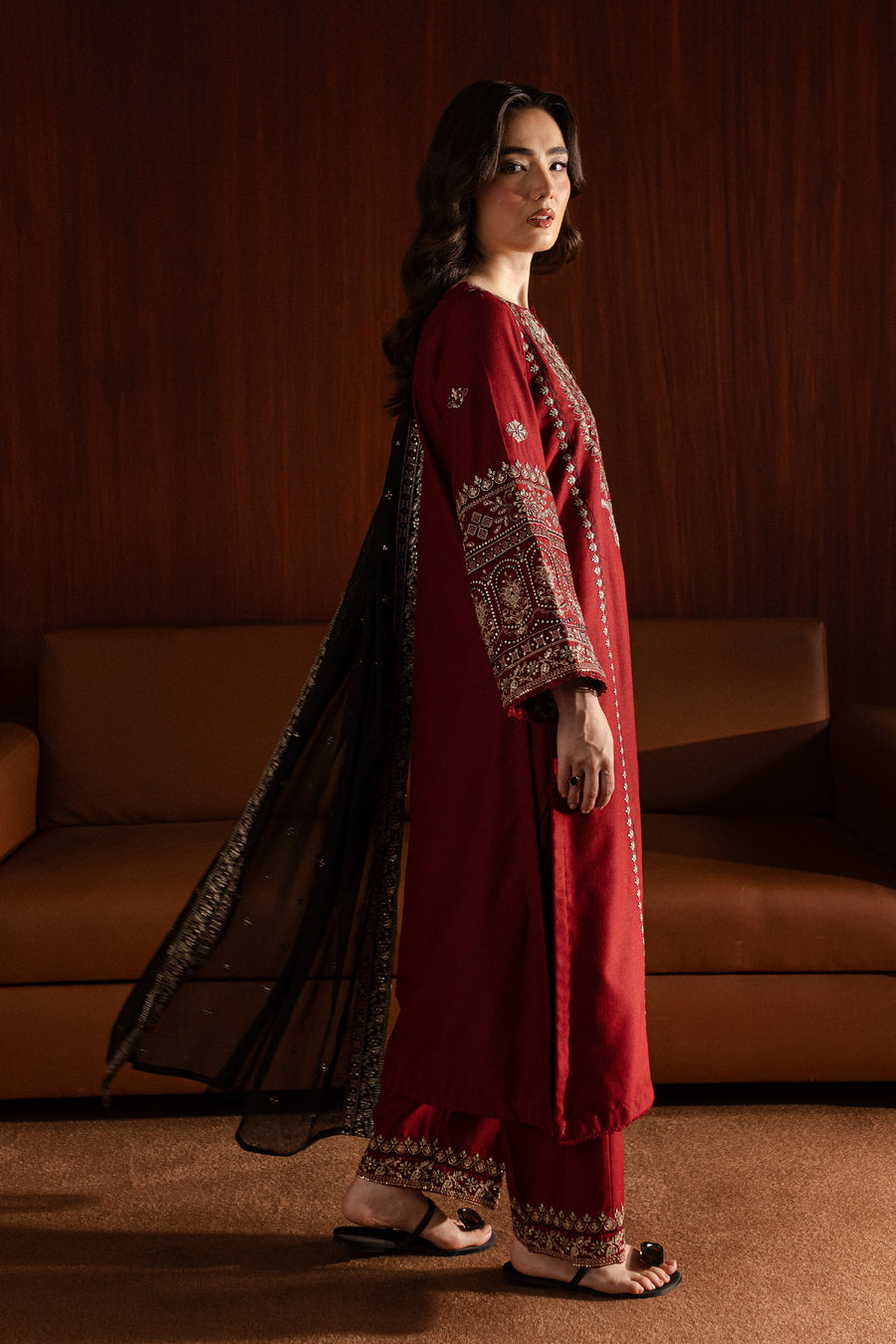 BATIK LUXURY EMBROIDERY DHANAK 3PC WITH EMBROIDERY DHANAK SHAWL