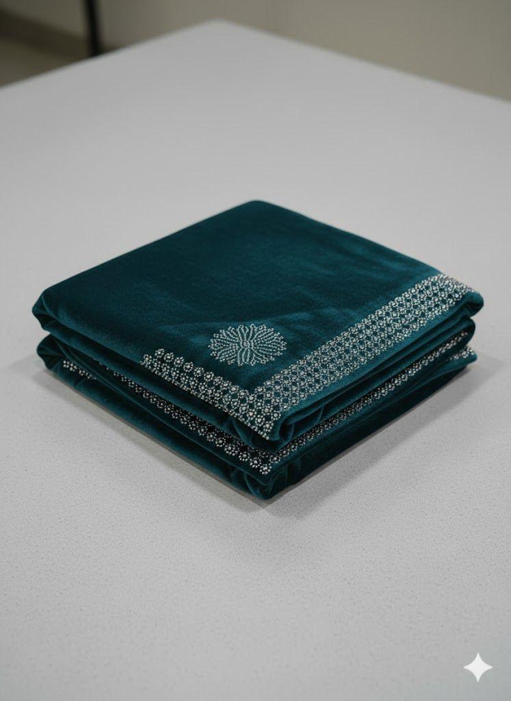 LADIES MICRO VELVET STONE WORK (ZINC GREEN)