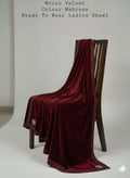 LADIES MICRO VELVET STONE WORK SHAWL (MEHROON)